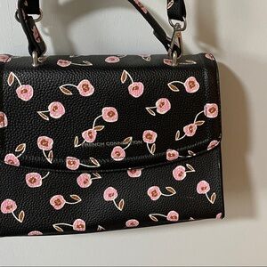 French Connection Black and Pink Floral Shoulder Bag